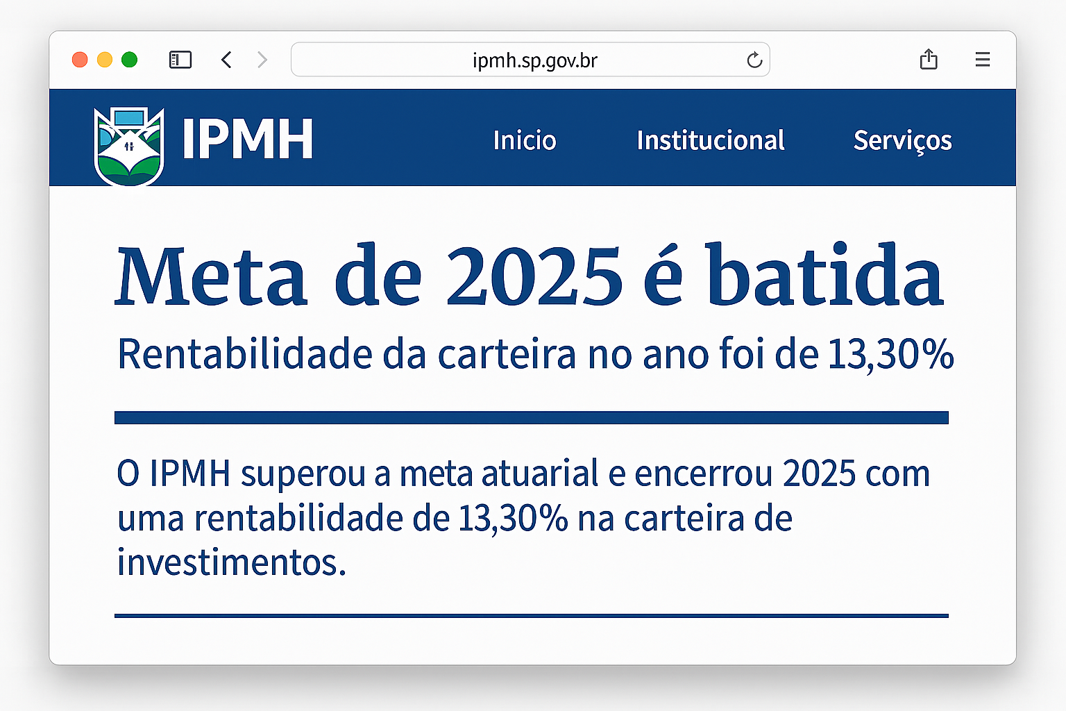 📈 IPMH supera a meta de rentabilidade em 2025 e consolida gestão responsável
